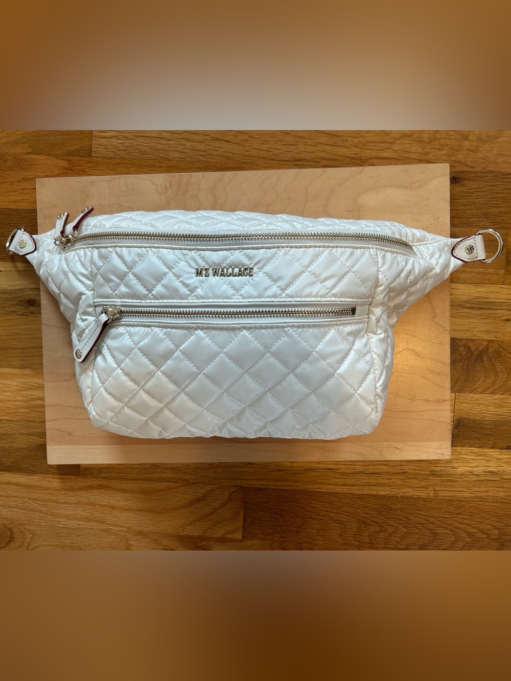 MZ Wallace White Quilted Crossbody Belt Bag with Silver Hardware - Picture 2 of 15